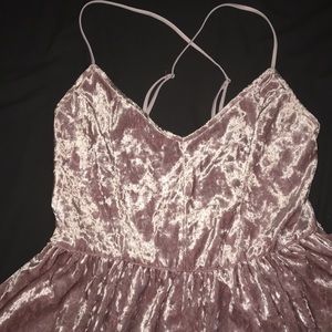 Adorable pink champagne velvet romper